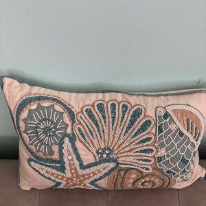 NWT Beautiful Ocean Themed Beaded Pillow.
